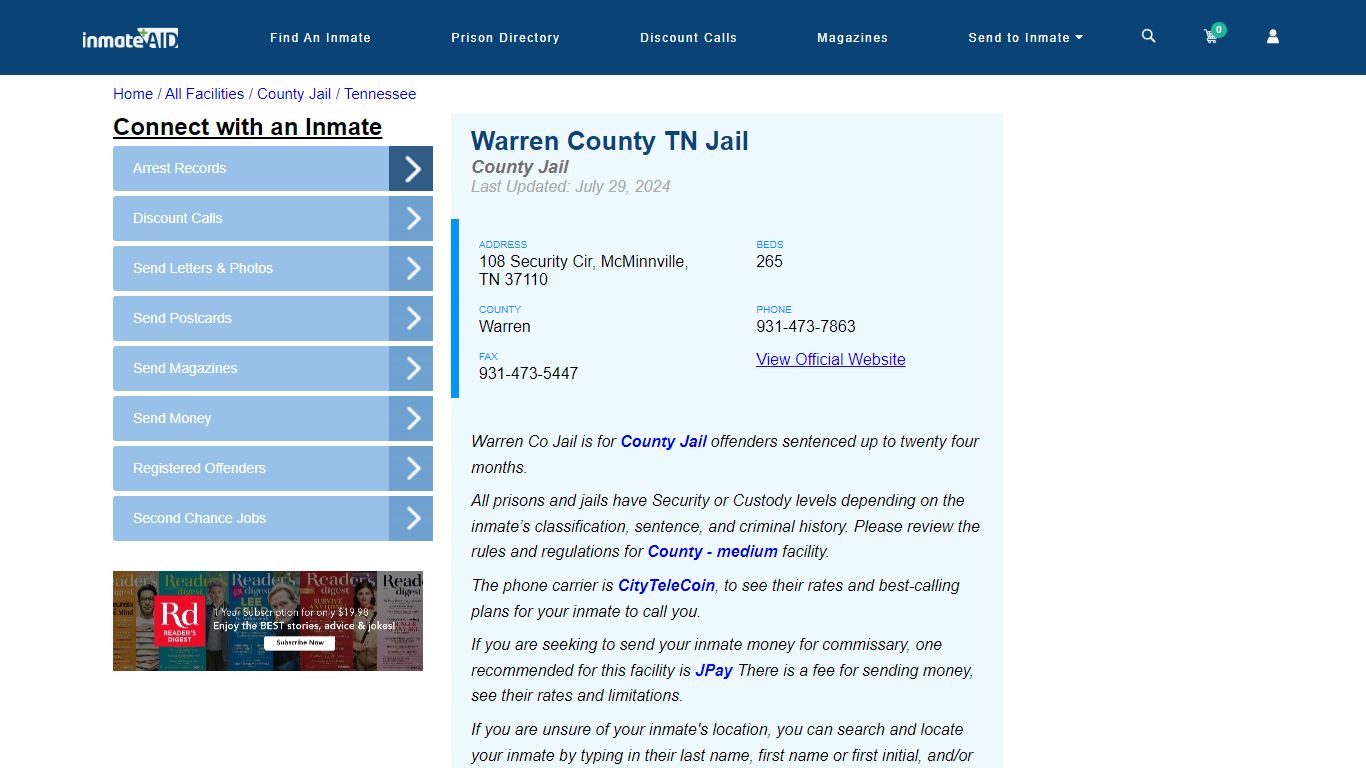 Warren County TN Jail - Inmate Locator